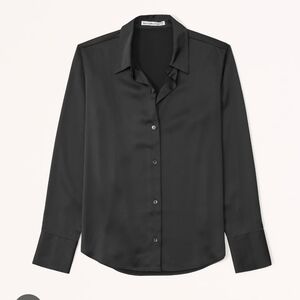 Abercrombie & Fitch Black Satin Tailored Dress Shirt